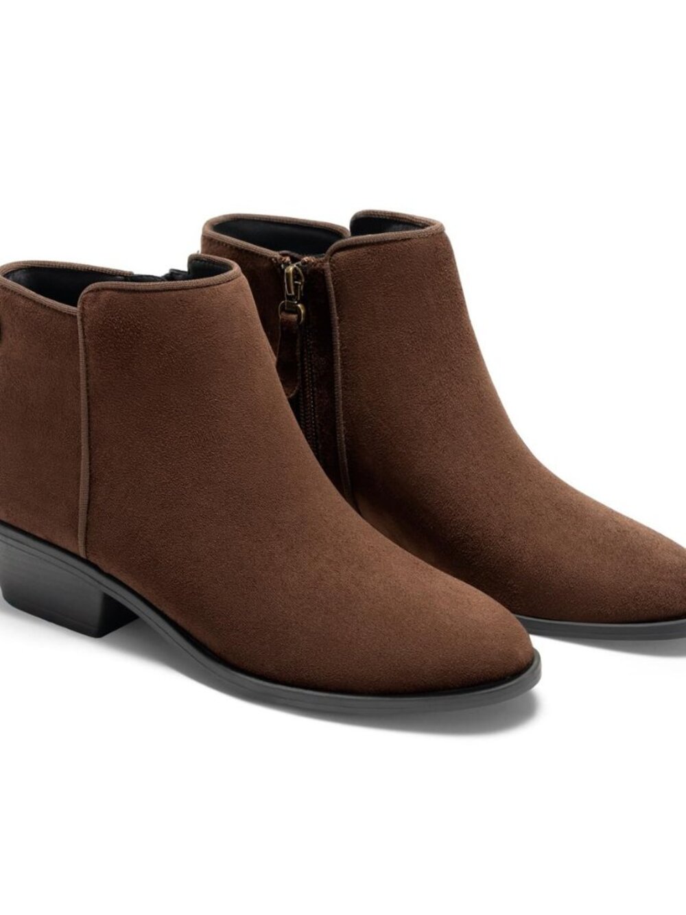 Womens Ankle Boots Chunky Low Heel Side Zipper Fall Dress Booties